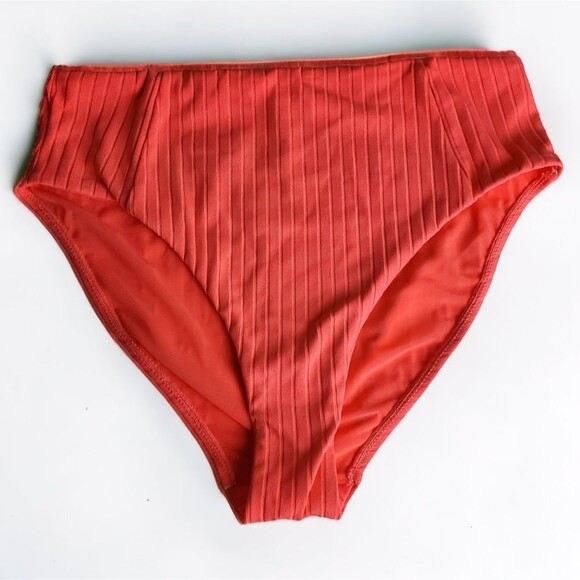 Sea Level Swim Coral Ribbed Bikini Bottom Size 12 - Picture 1 of 8